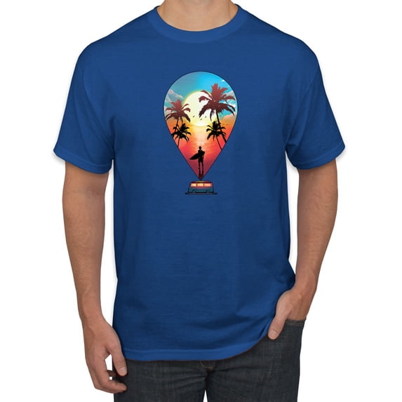 Wild Bobby, Summer Beach Destination, Streetwear, Men Graphic Tees, Royal, 2XL