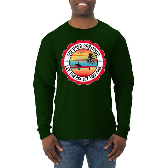 Wild Bobby Summer Paradise Let the Sea Set You Free Men Long Sleeve Shirt