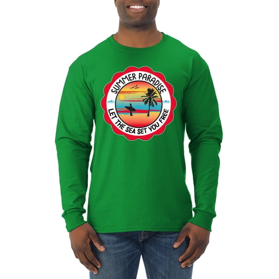 Wild Bobby Summer Paradise Let the Sea Set You Free Men Long Sleeve Shirt