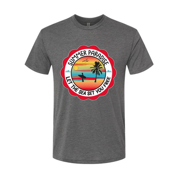 Wild Bobby Summer Paradise Let the Sea Set You Free Men Premium Tri Blend Tee
