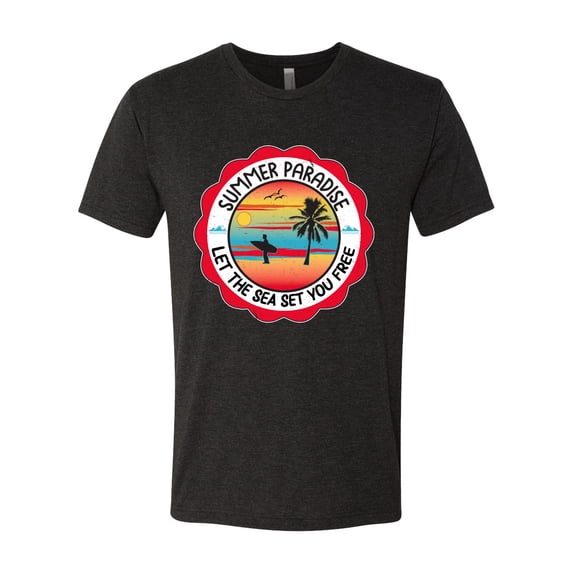 Wild Bobby Summer Paradise Let the Sea Set You Free Men Premium Tri Blend Tee