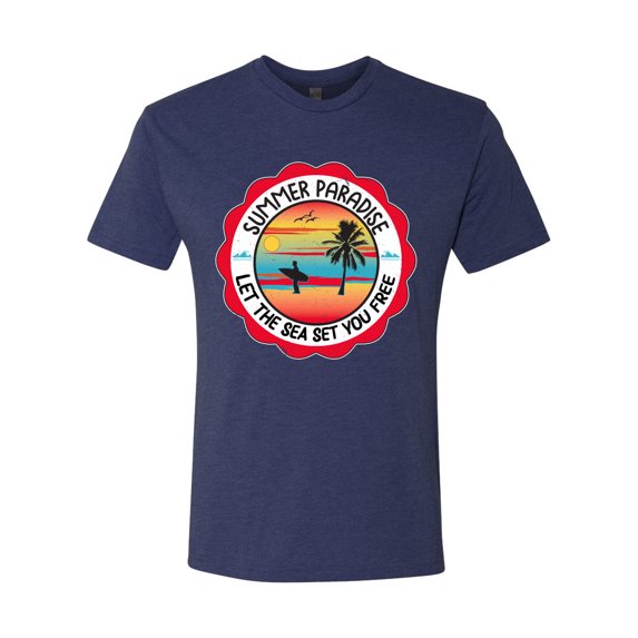 Wild Bobby Summer Paradise Let the Sea Set You Free Men Premium Tri Blend Tee
