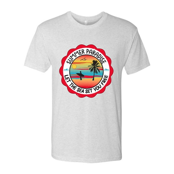 Wild Bobby Summer Paradise Let the Sea Set You Free Men Premium Tri Blend Tee