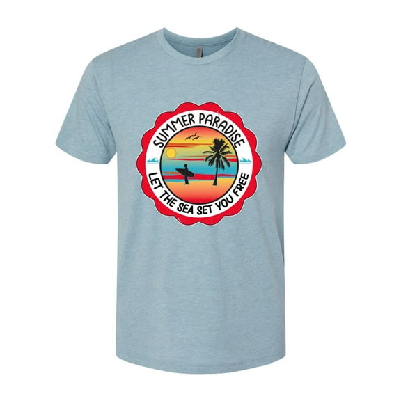 Wild Bobby Summer Paradise Let the Sea Set You Free Men Premium Tri Blend Tee