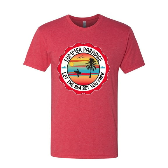 Wild Bobby Summer Paradise Let the Sea Set You Free Men Premium Tri Blend Tee