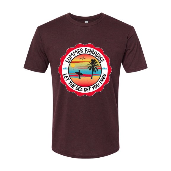 Wild Bobby Summer Paradise Let the Sea Set You Free Men Premium Tri Blend Tee