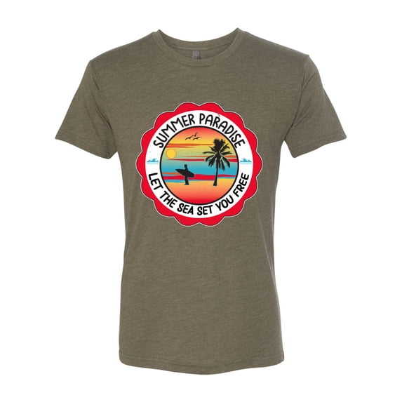 Wild Bobby Summer Paradise Let the Sea Set You Free Men Premium Tri Blend Tee