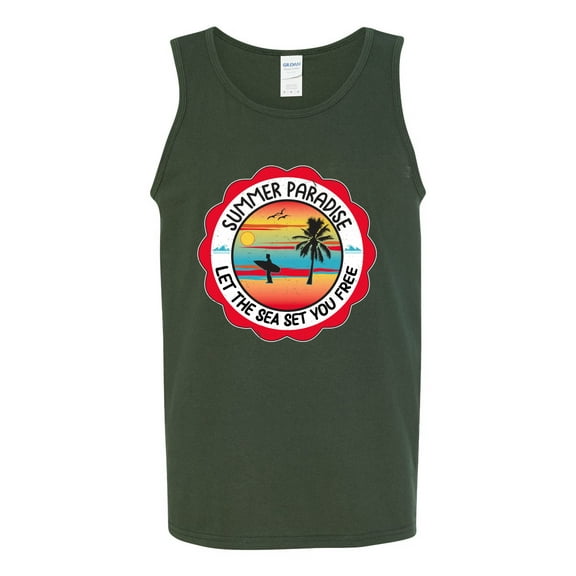 Wild Bobby Summer Paradise Let the Sea Set You Free Men Tank Top