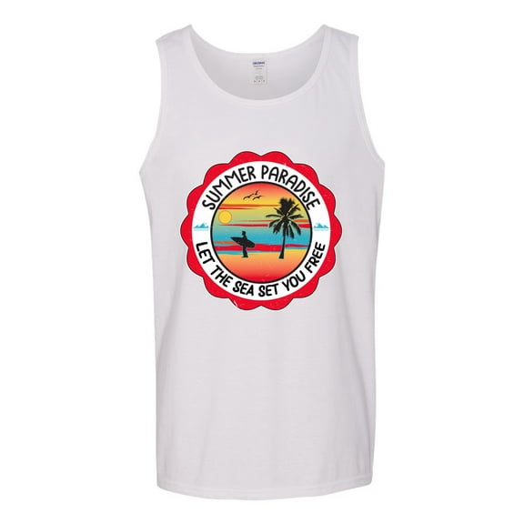 Wild Bobby Summer Paradise Let the Sea Set You Free Men Tank Top