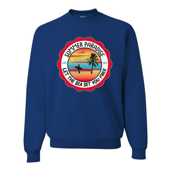 Wild Bobby Summer Paradise Let the Sea Set You Free Unisex Crewneck Sweatshirt