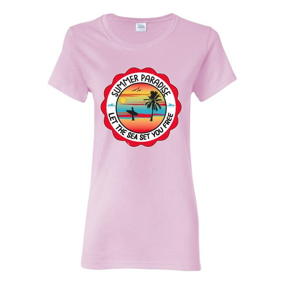 Wild Bobby Summer Paradise Let the Sea Set You Free Women Graphic Tee