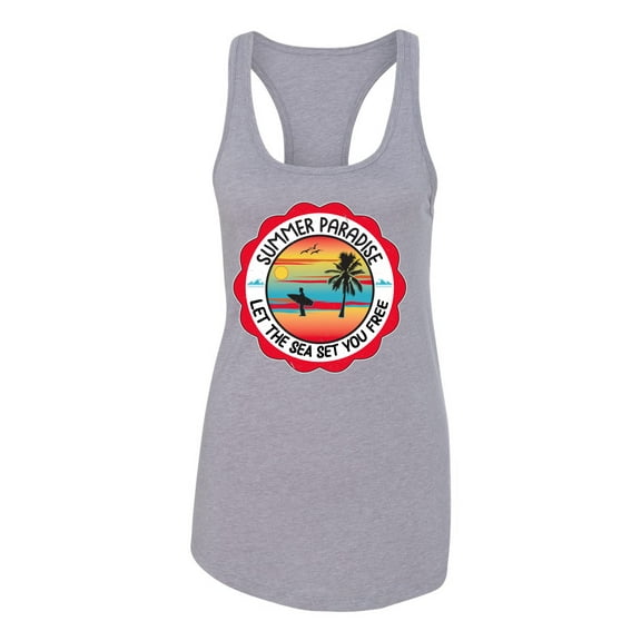 Wild Bobby Summer Paradise Let the Sea Set You Free Women Racerback Tank Top