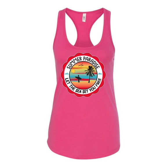 Wild Bobby Summer Paradise Let the Sea Set You Free Women Racerback Tank Top