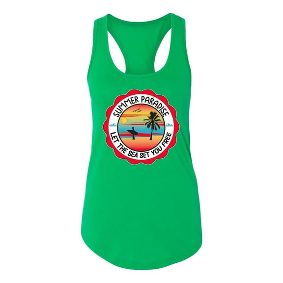 Wild Bobby Summer Paradise Let the Sea Set You Free Women Racerback Tank Top