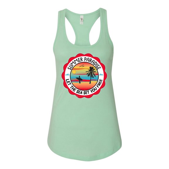 Wild Bobby Summer Paradise Let the Sea Set You Free Women Racerback Tank Top