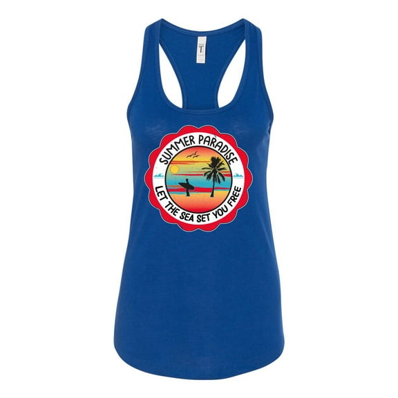 Wild Bobby Summer Paradise Let the Sea Set You Free Women Racerback Tank Top