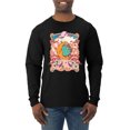 thumbnail image 1 of Wild Bobby Sun and Moon Groovy Vintage Daisy Flowers Stars Vintage Men Long Sleeve Shirt, Black, Small, 1 of 6
