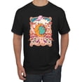 thumbnail image 1 of Wild Bobby Sun and Moon Groovy Vintage Daisy Flowers Stars Vintage Men Tee, Black, Small, 1 of 6