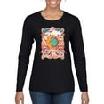 thumbnail image 1 of Wild Bobby Sun and Moon Groovy Vintage Daisy Flowers Stars Vintage Women Graphic Long Sleeve Tee, Black, Small, 1 of 6