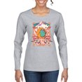 thumbnail image 1 of Wild Bobby Sun and Moon Groovy Vintage Daisy Flowers Stars Vintage Women Graphic Long Sleeve Tee, Heather Grey, X-Large, 1 of 6