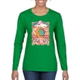 thumbnail image 1 of Wild Bobby Sun and Moon Groovy Vintage Daisy Flowers Stars Vintage Women Graphic Long Sleeve Tee, Kelly, XX-Large, 1 of 6