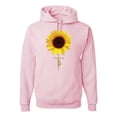 thumbnail image 1 of Wild Bobby, Sunflower Christian Faith Cross Inspirational/Christian Unisex Graphic Hoodie Sweatshirt, Light Pink, 2XL, 1 of 3