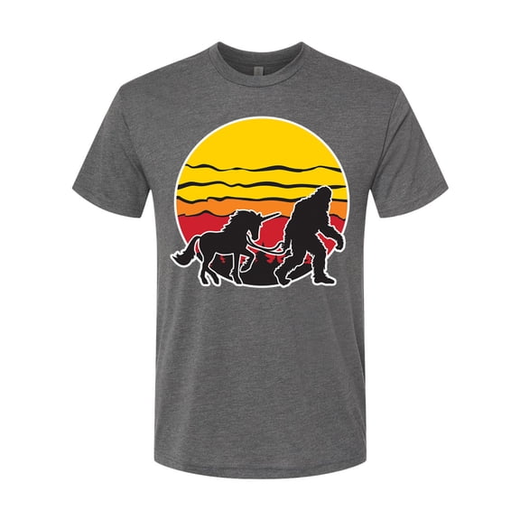 Wild Bobby Sunset Silhoutte Unicorn and Sasquatch Men Premium Tri Blend Tee