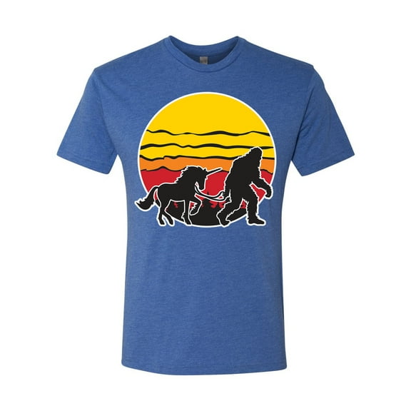 Wild Bobby Sunset Silhoutte Unicorn and Sasquatch Men Premium Tri Blend Tee