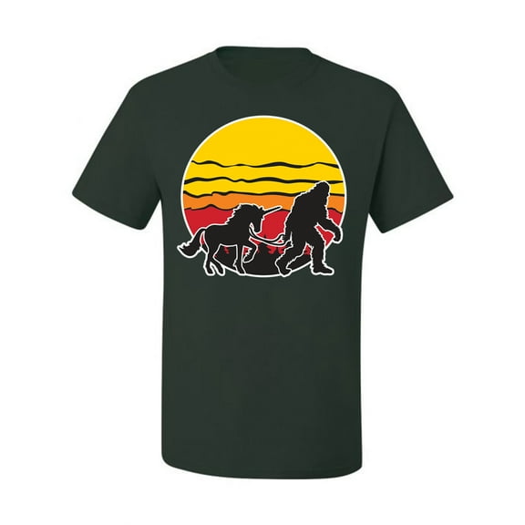 Wild Bobby Sunset Silhoutte Unicorn and Sasquatch Men Tee