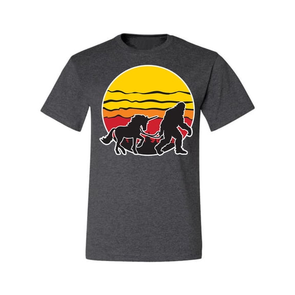 Wild Bobby Sunset Silhoutte Unicorn and Sasquatch Men Tee