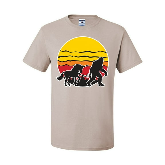 Wild Bobby Sunset Silhoutte Unicorn and Sasquatch Men Tee