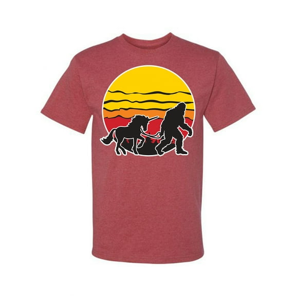 Wild Bobby Sunset Silhoutte Unicorn and Sasquatch Men Tee