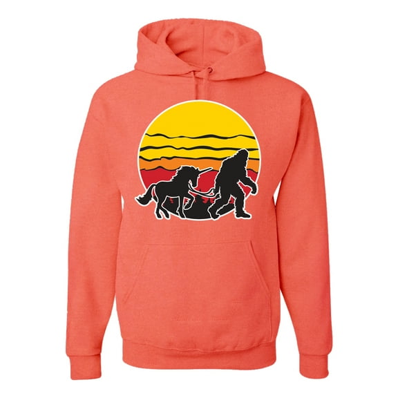 Wild Bobby Sunset Silhoutte Unicorn and Sasquatch Unisex Hoodie Sweatshirt