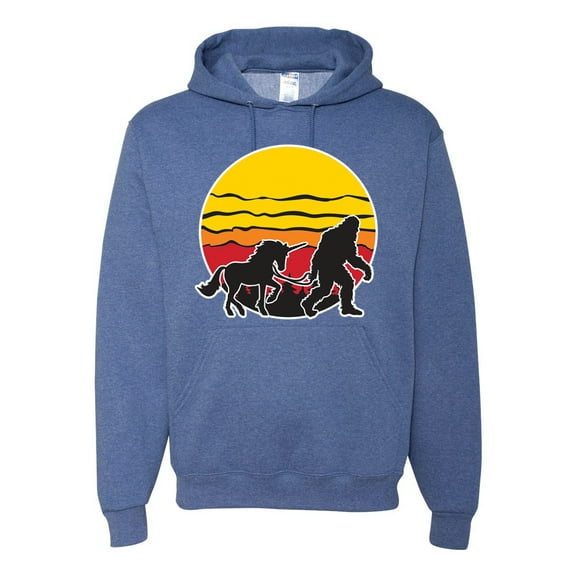 Wild Bobby Sunset Silhoutte Unicorn and Sasquatch Unisex Hoodie Sweatshirt
