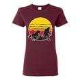 thumbnail image 1 of Wild Bobby Sunset Silhoutte Unicorn and Sasquatch Women Graphic Tee, 1 of 6