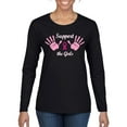 thumbnail image 1 of Wild Bobby Support The Girls Funny Hope Breast Cancer Awareness Women Graphic Long Sleeve T-Shirt, Black, Small, 1 of 6