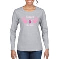 thumbnail image 1 of Wild Bobby Support The Girls Funny Hope Breast Cancer Awareness Women Graphic Long Sleeve T-Shirt, Heather Grey, Small, 1 of 6
