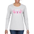 thumbnail image 1 of Wild Bobby Support The Girls Funny Hope Breast Cancer Awareness Women Graphic Long Sleeve T-Shirt, White, Large, 1 of 6