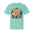 thumbnail image 1 of Wild Bobby, Surf Paradise Surfing Board, Garment-Dyed Washed Look Short Sleeve Tees, Mint, Large, 1 of 3