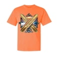 thumbnail image 1 of Wild Bobby, Surf Paradise Surfing Board, Garment-Dyed Washed Look Short Sleeve Tees, Neon Orange, Small, 1 of 3