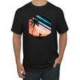 thumbnail image 1 of Wild Bobby, Surfer Walkign Across Beach Sunset, Streetwear, Men Graphic Tees, Black, Small, 1 of 3