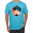 thumbnail image 1 of Wild Bobby, Surfer Walkign Across Beach Sunset, Streetwear, Men Graphic Tees, Light Turquoise, Large, 1 of 3