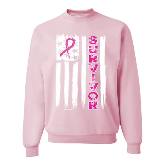 Wild Bobby, Survivor Awareness Flag Awareness Unisex Crewneck Graphic Sweatshirt, Light Pink, Large