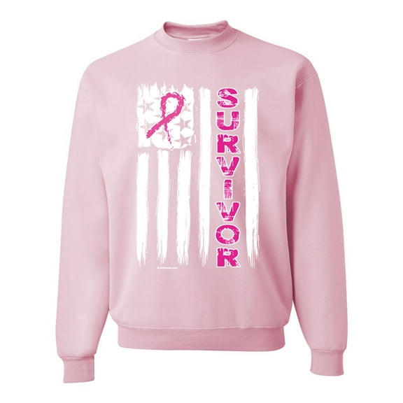 Wild Bobby, Survivor Awareness Flag Awareness Unisex Crewneck Graphic Sweatshirt, Light Pink, X-Large