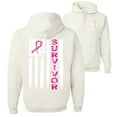 thumbnail image 1 of Wild Bobby, Survivor Awareness Flag, Breast Cancer Awareness, Front and Back Unisex Graphic Hoodie Sweatshirt, White, Medium, 1 of 4