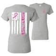 thumbnail image 1 of Wild Bobby, Survivor Awareness Flag, Breast Cancer Awareness, Front and Back Women Graphic Tee, Heather Grey, Small, 1 of 4