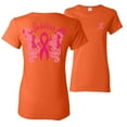thumbnail image 1 of Wild Bobby, Survivor Breast Cancer Butterfly Ribbon, Breast Cancer Awareness, Front and Back Women Graphic Tees, Orange, 3X-Large, 1 of 4