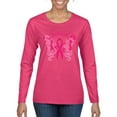 thumbnail image 1 of Wild Bobby Survivor Breast Cancer Butterfly USA Flag Sleeve Breast Cancer Awareness Women Graphic Long Sleeve T-Shirt, Fuschia, X-Large, 1 of 6