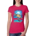 thumbnail image 1 of Wild Bobby, Swimming Sea Turtle Animal Lover Womens Slim Fit Junior Tee, Raspberry, 2XL, 1 of 3