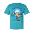 thumbnail image 1 of Wild Bobby, Swimming Sea Turtle, Garment-Dyed Washed Look Short Sleeve Tees, Blue Lagoon, Small, 1 of 3